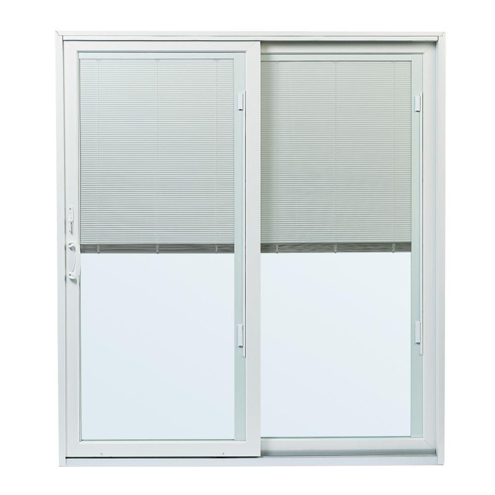 Andersen 70 1 2 In X79 1 2 In 200 Series White Right Hand Perma Shield Gliding Patio Door W Built In Blinds And White Hardware