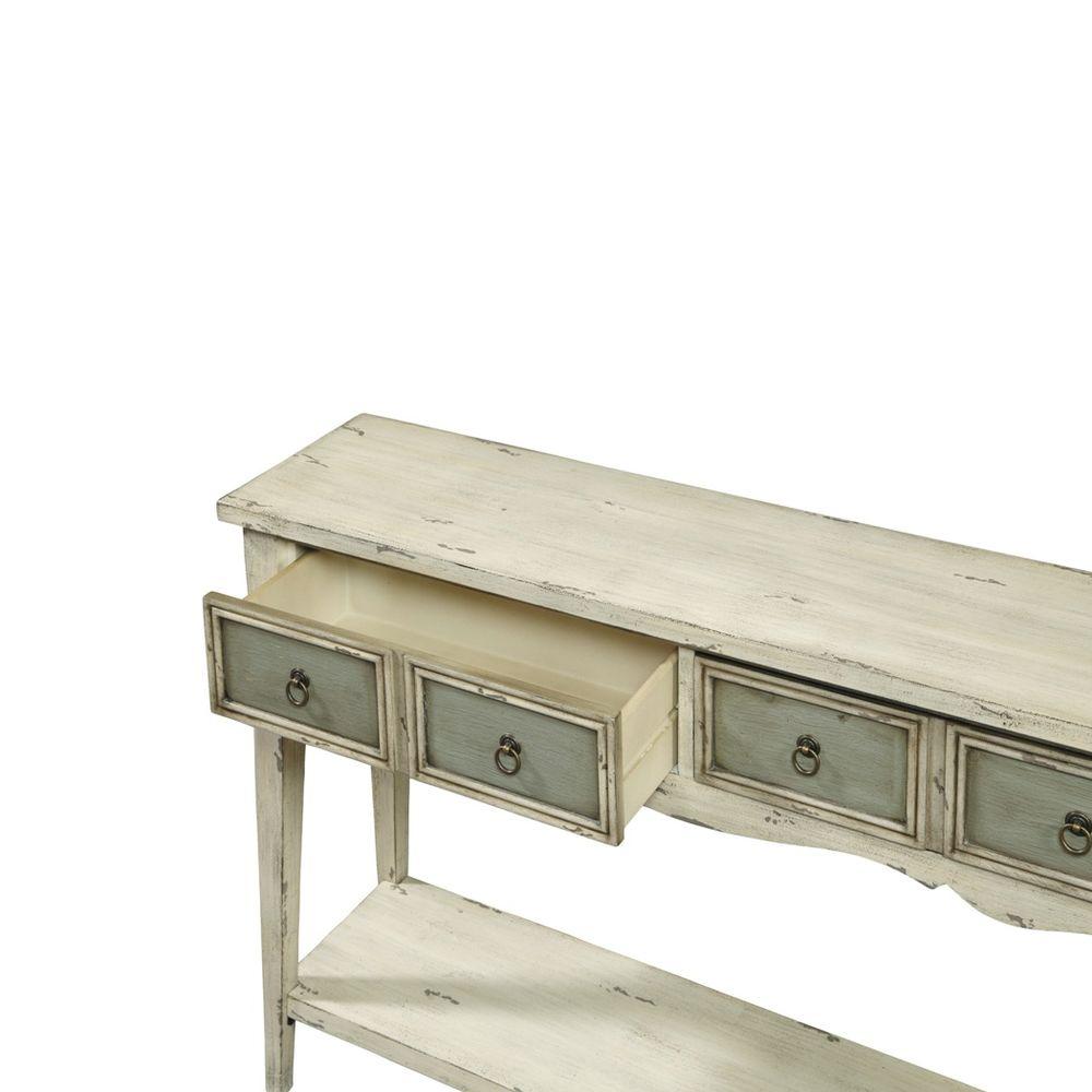 Antique White And Weathered Grey Storage Console Table