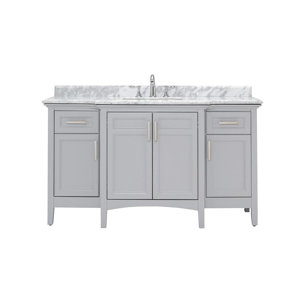 Sassy 60 In W X 22 In D Vanity In Dove Gray With Marble Vanity Top In White With White Sink