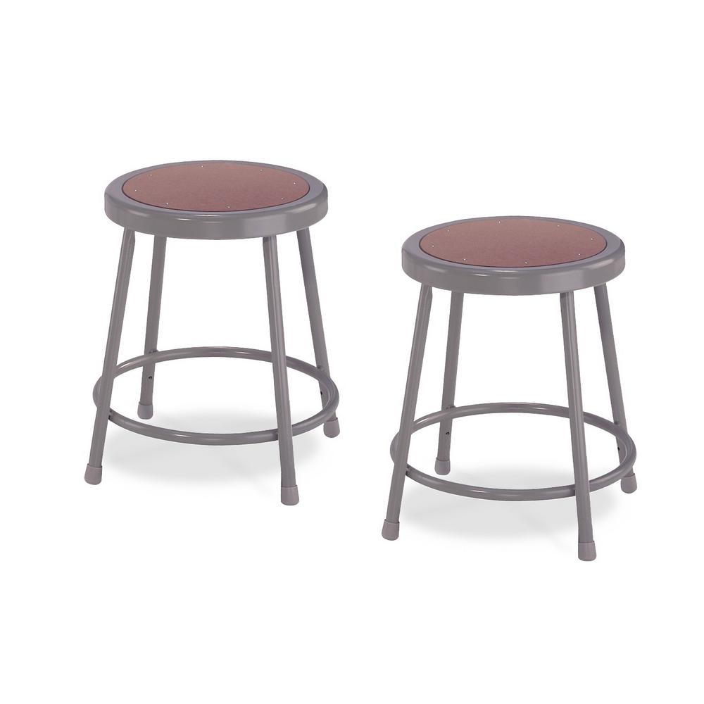 National Public Seating 18 in. Grey HeavyDuty Steel Stool (2Pack