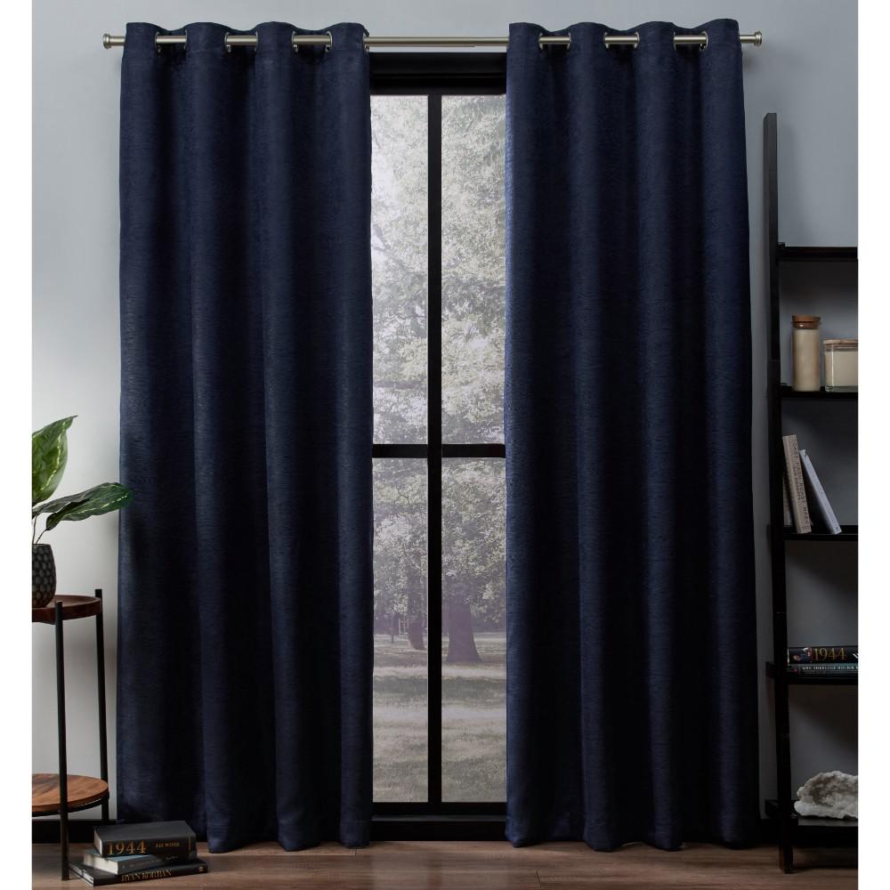 navy floral curtain panels