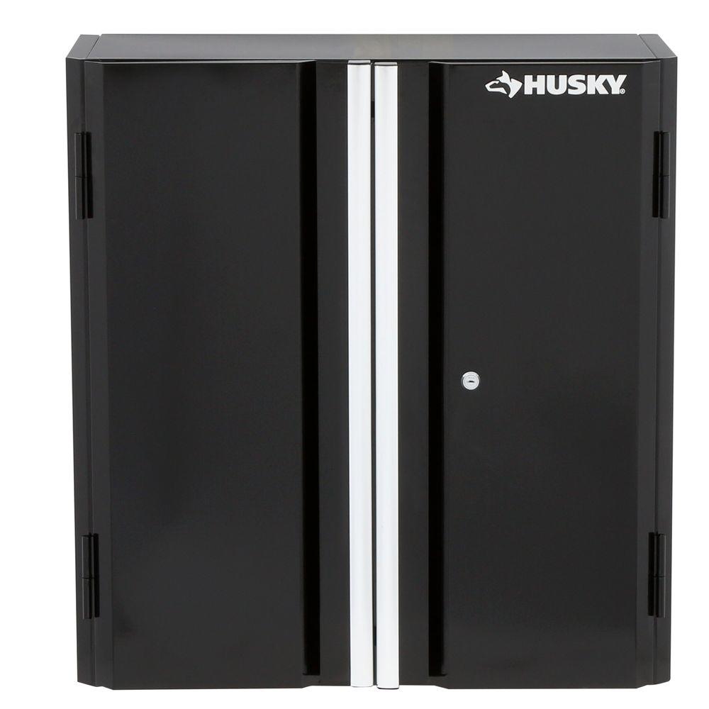 Husky 29 In H X 28 In W X 12 In D Steel Garage Wall Cabinet G2802W   Smooth Glossy Black Powder Coating Husky Garage Storage Systems G2802w Us 64 1000 