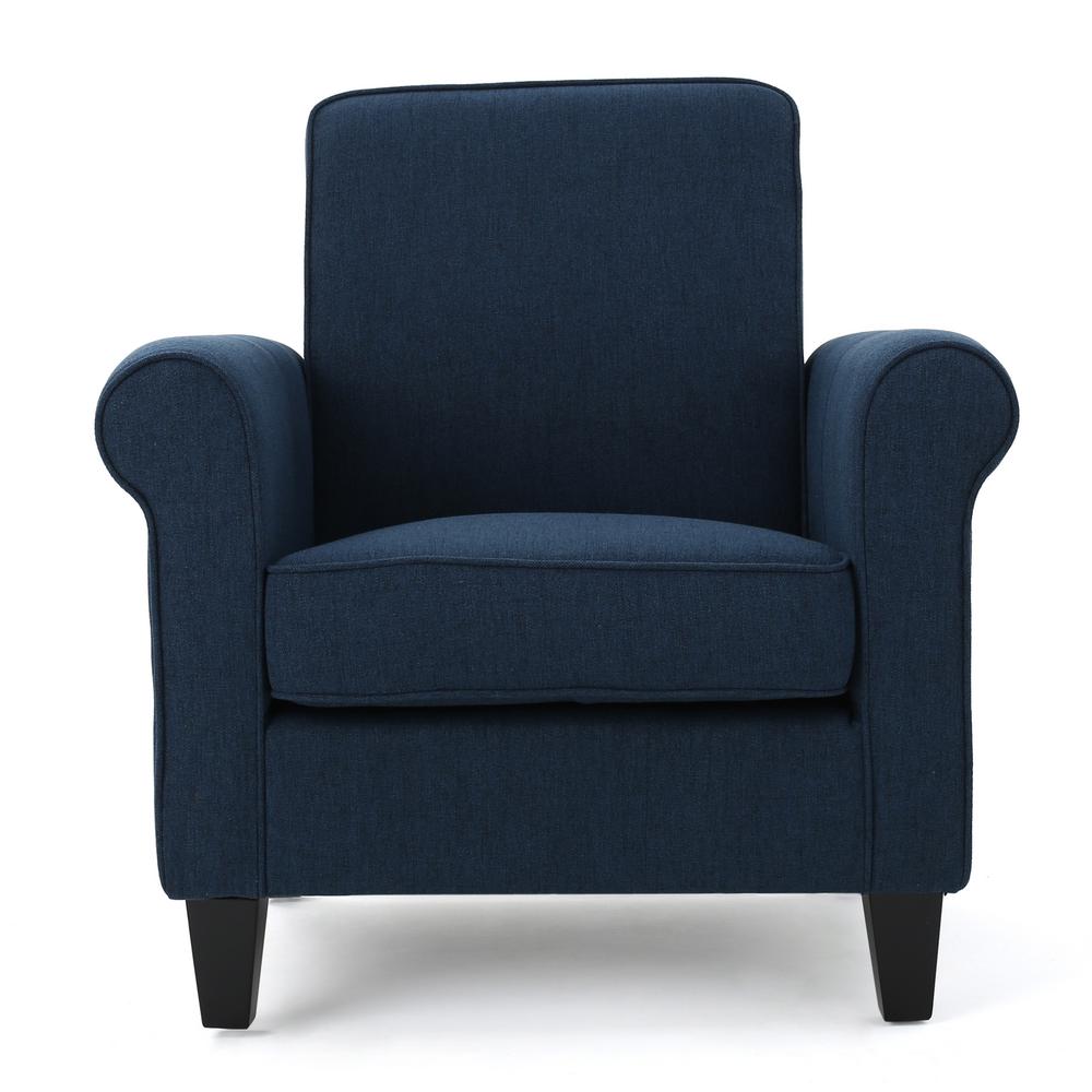 Noble House Freemont Dark Blue Fabric Club Chair 299865 - The Home Depot