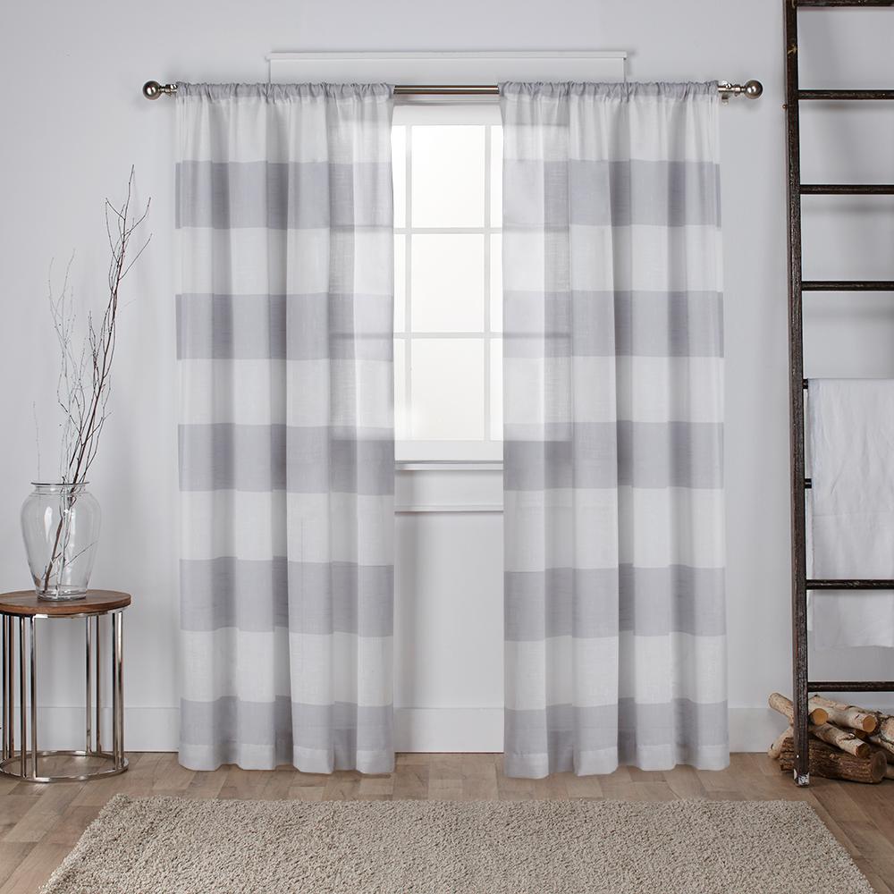 Home Decorators Collection SemiOpaque Grey Faux Linen Back Tab Curtain 50 in. W x 108 in. L