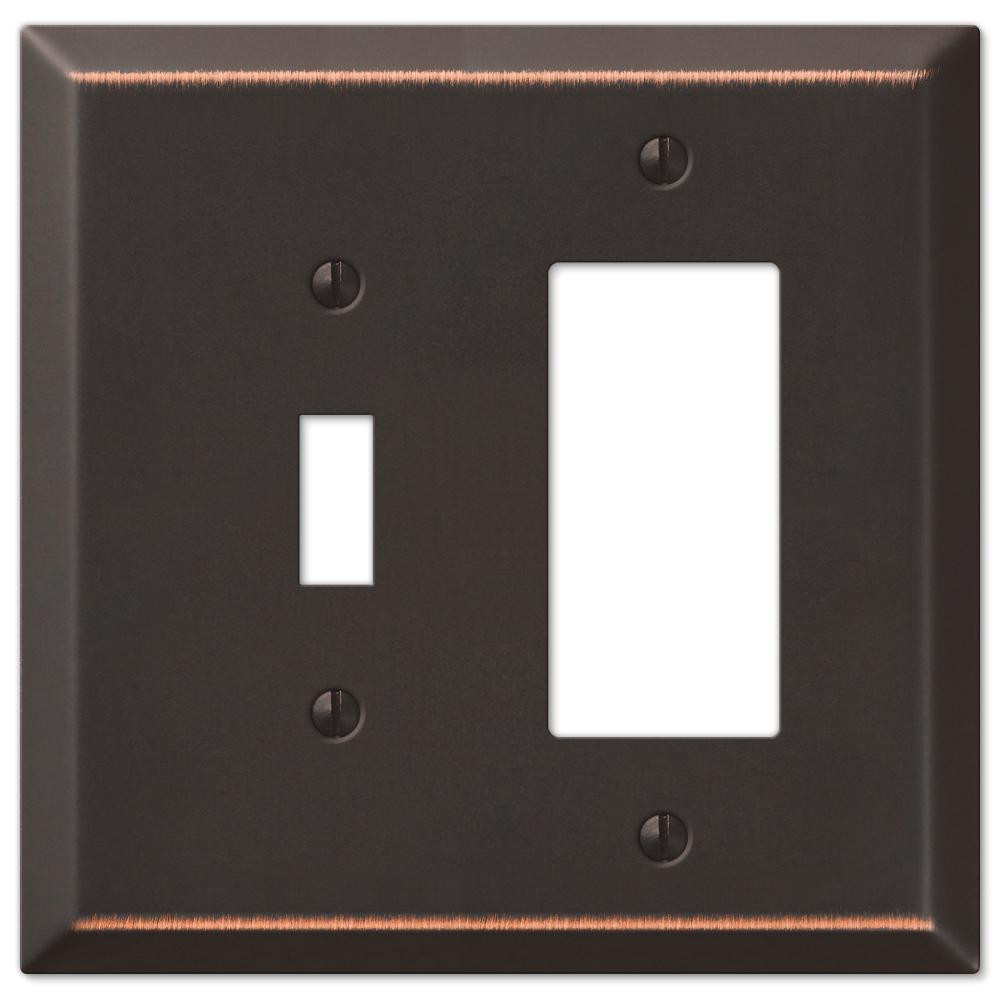 Amerelle Oversized 1Toggle 1Decora Wall Plate, Aged