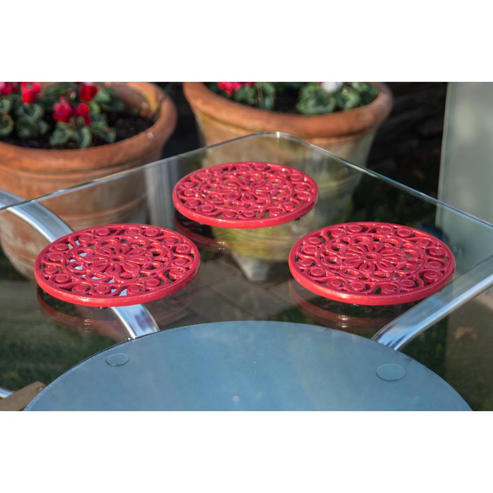 Red Trademark Innovations Decorative Cast Iron Metal Trivet