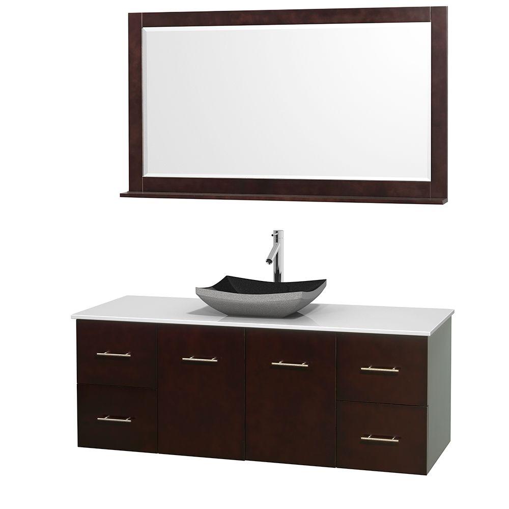 Wyndham Collection Centra 60 in. Vanity in Espresso with SolidSurface