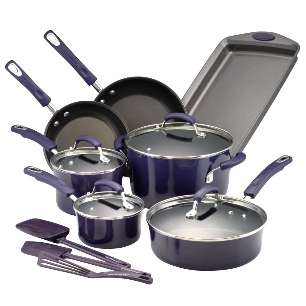 Rachael Ray 14Piece Purple Gradient Cookware Set with Lids 14558 The Home Depot