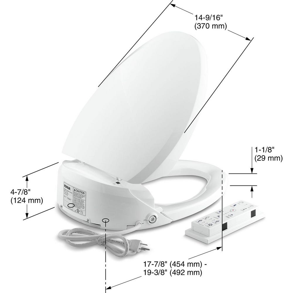 Kohler C3 200 Electric Bidet Seat For Elongated Toilets In White With In Line Heater K 4709 0 The Home Depot