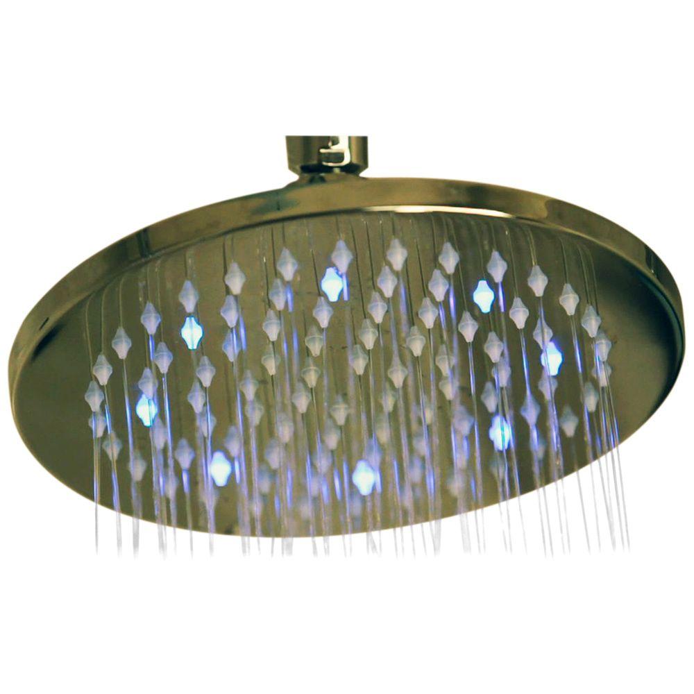 1 Spray 8 In Filtered Showerhead Satin Nickel With Led Lights Filtered Showerhead In Satin Nickel With Led Lights