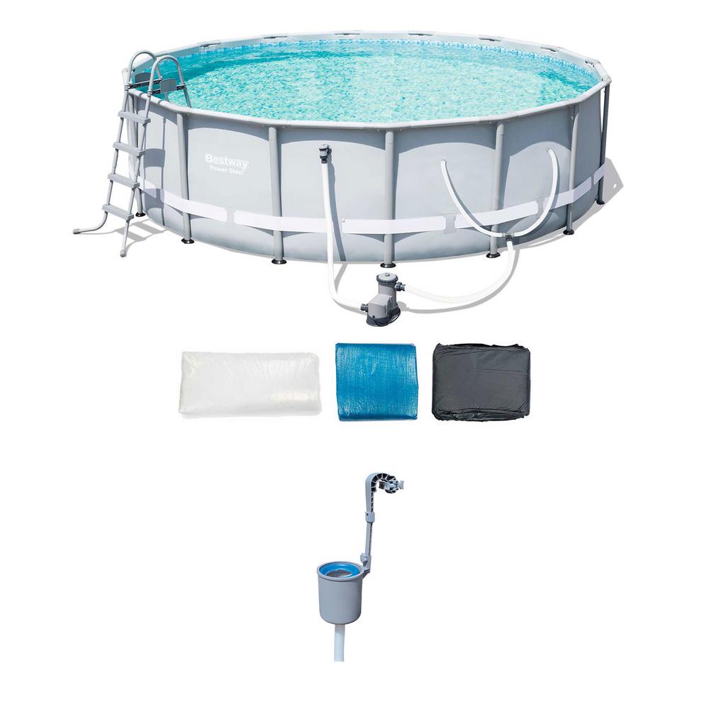 blue wave belize round 52 steel pool with 6 top rail