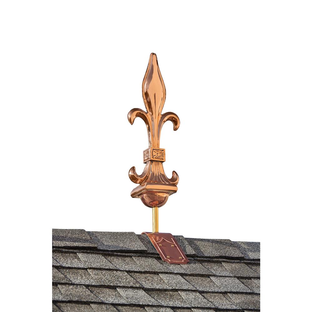 Good Directions Fleur De Lis Pure Copper Finial With Decorative Good Directions Fleur De Lis Pure Copper Finial With Decorative Roof Mount
