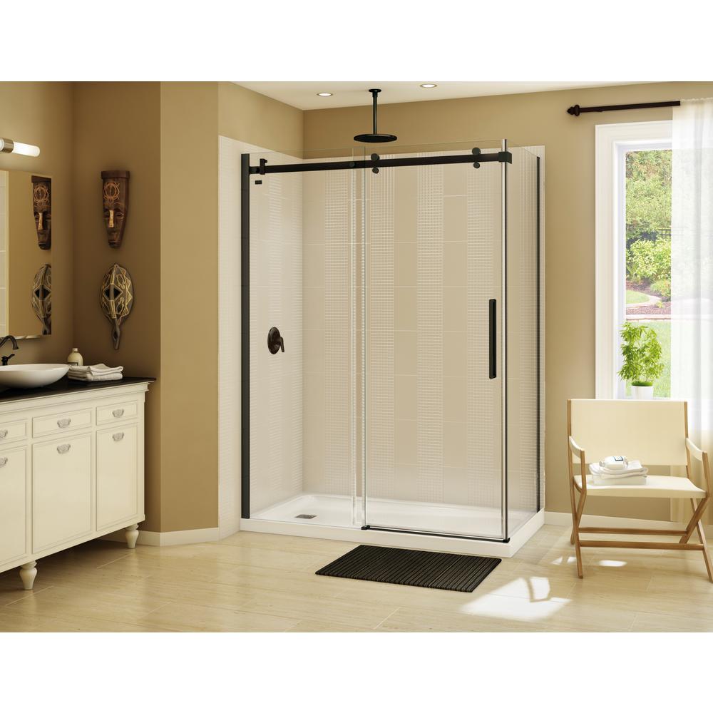 Maax Halo 60 In X 33 7 8 In Frameless Corner Sliding Shower Enclosure In Dark Bronze