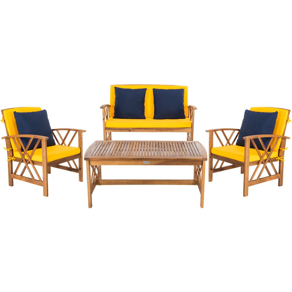 Safavieh Fontana Natural 4-Piece Wood Patio Conversation ... Safavieh Fontana Natural 4-Piece Wood Patio Conversation ... on Safavieh Outdoor Living Fontana id=92574