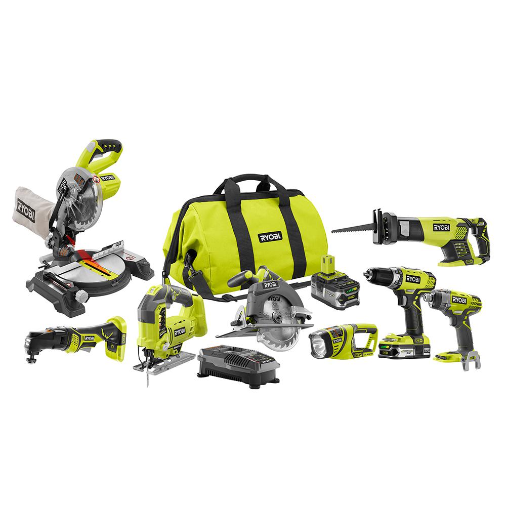 Ryobi 18 Volt One Lithium Ion Cordless 8 Tool Combo Kit With 1 40ah Battery And 1 15ah 5991