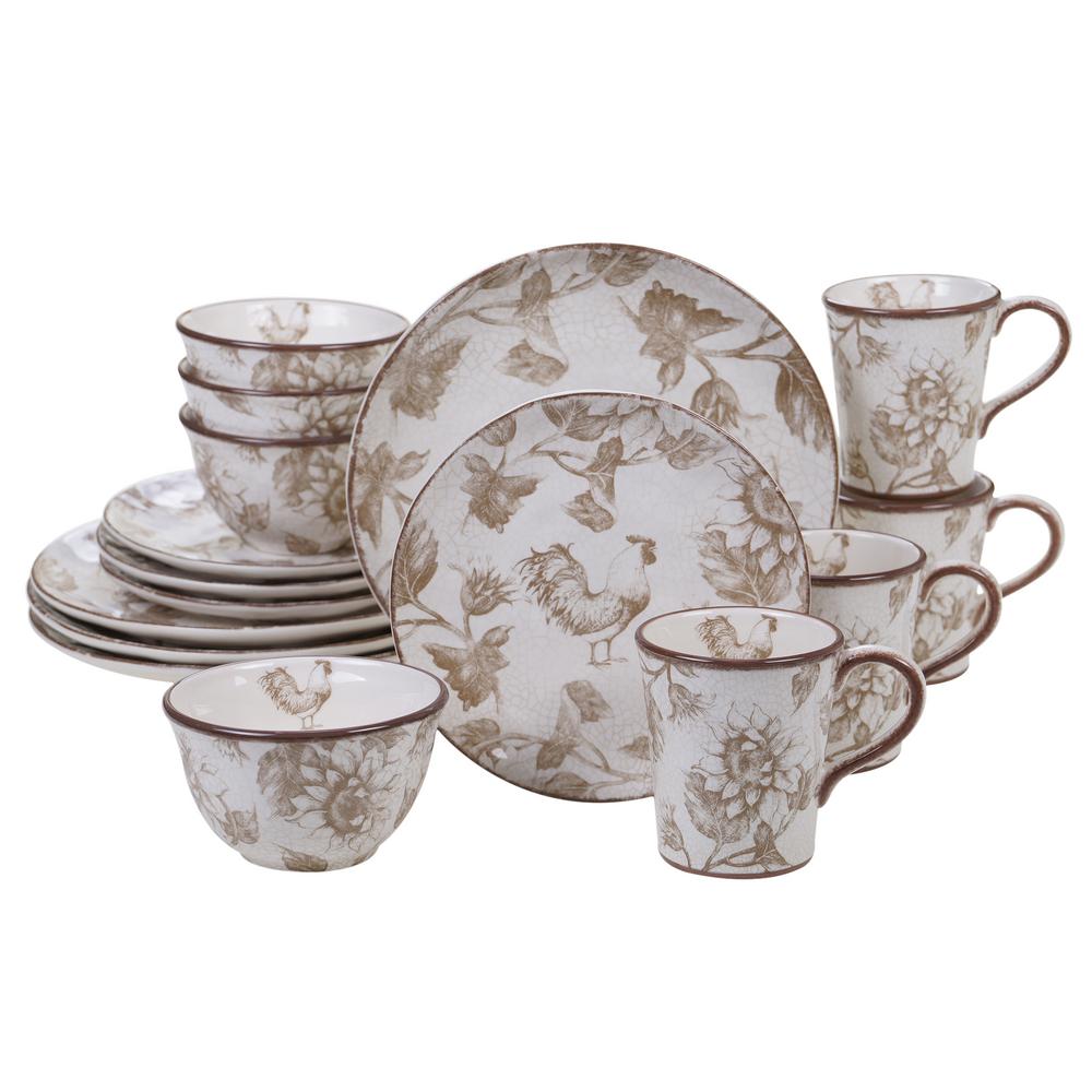 Certified International Toile Rooster 16-Piece Multi-color Dinnerware ...