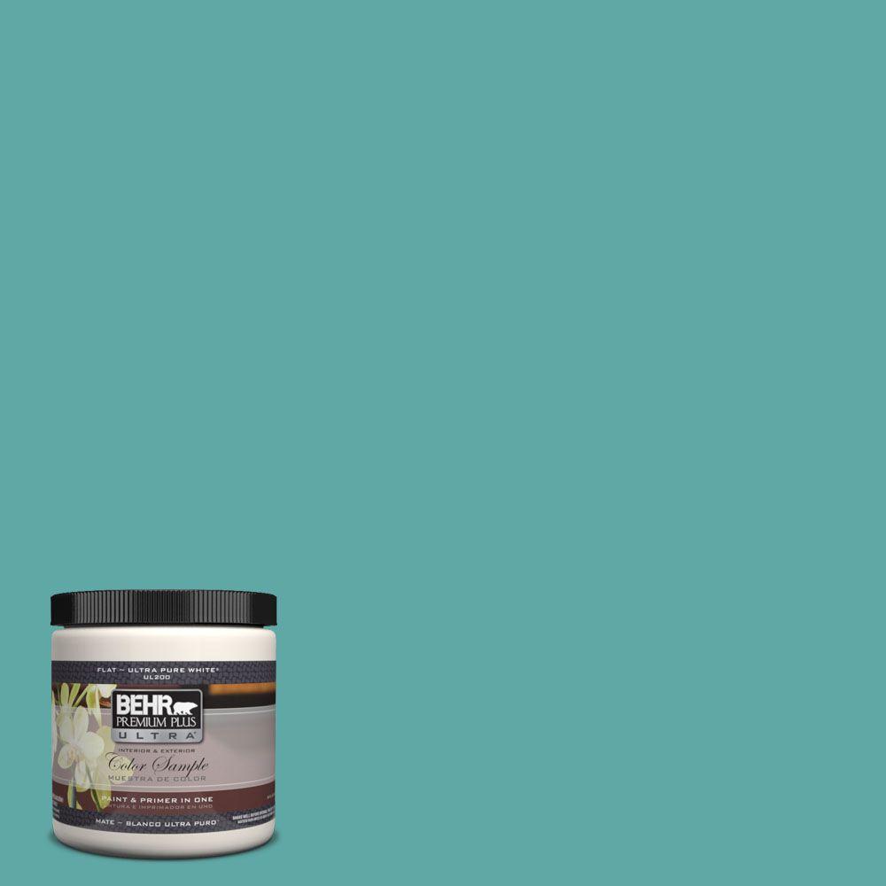 Behr Premium Plus Ultra 8 Oz 500d 5 Teal Zeal Matte Interior 500d 5 Teal Zeal Matte Interior Exterior Paint And Primer In One Sample