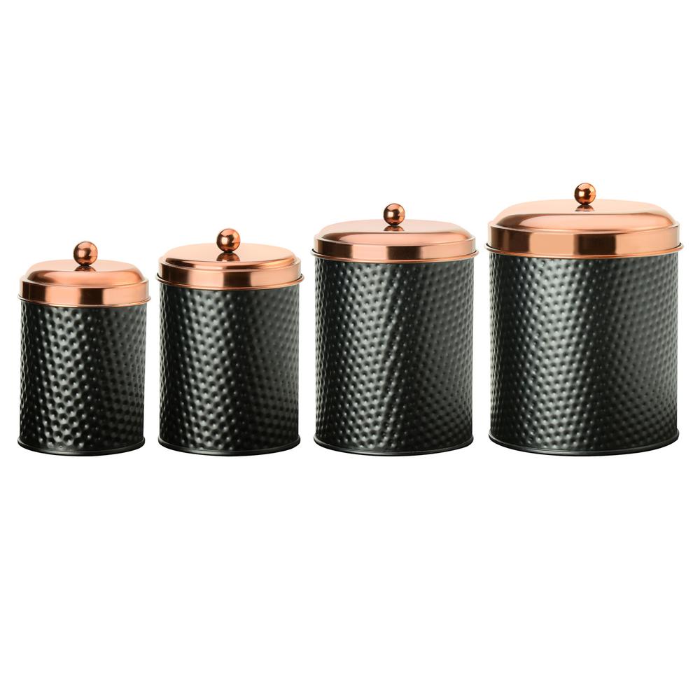 Amici Home Ashby 4 Piece Metal Storage Canister Set With Copper