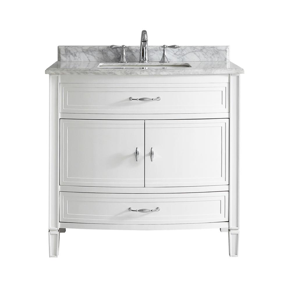 Home Decorators Collection Dacosti 36 In W X 22 In D Vanity In White With Marble Vanity Top In White With White Sink Dacosti 36 The Home Depot