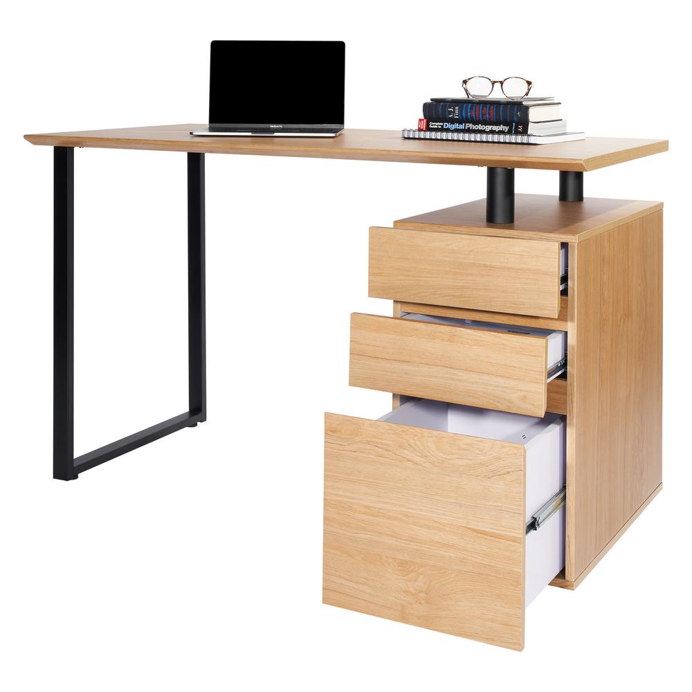 Techni Mobili 47 In Rectangular Pine Black 3 Drawer Computer Desk With File Storage Rta 1305 Pn The Home Depot