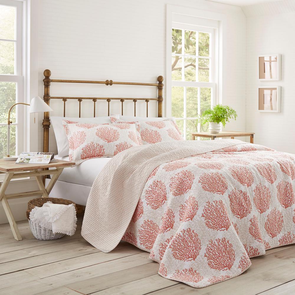 Laura Ashley Coral Coast 2Piece Coral Twin Quilt Set201218 The Home