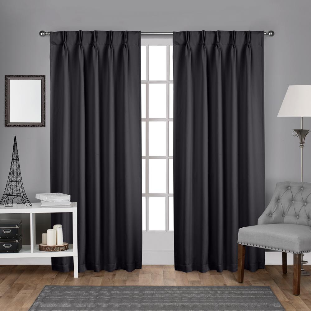 Sateen 30 In W X 84 In L Woven Blackout Pinch Pleat Top Curtain