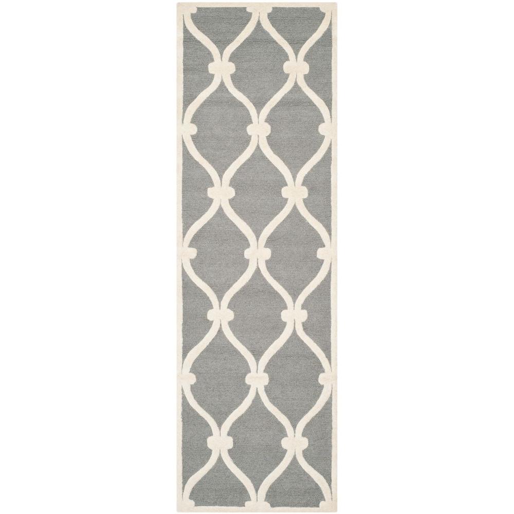 Safavieh Cambridge Dark Gray/Ivory 3 ft. x 12 ft. Runner RugCAM710D