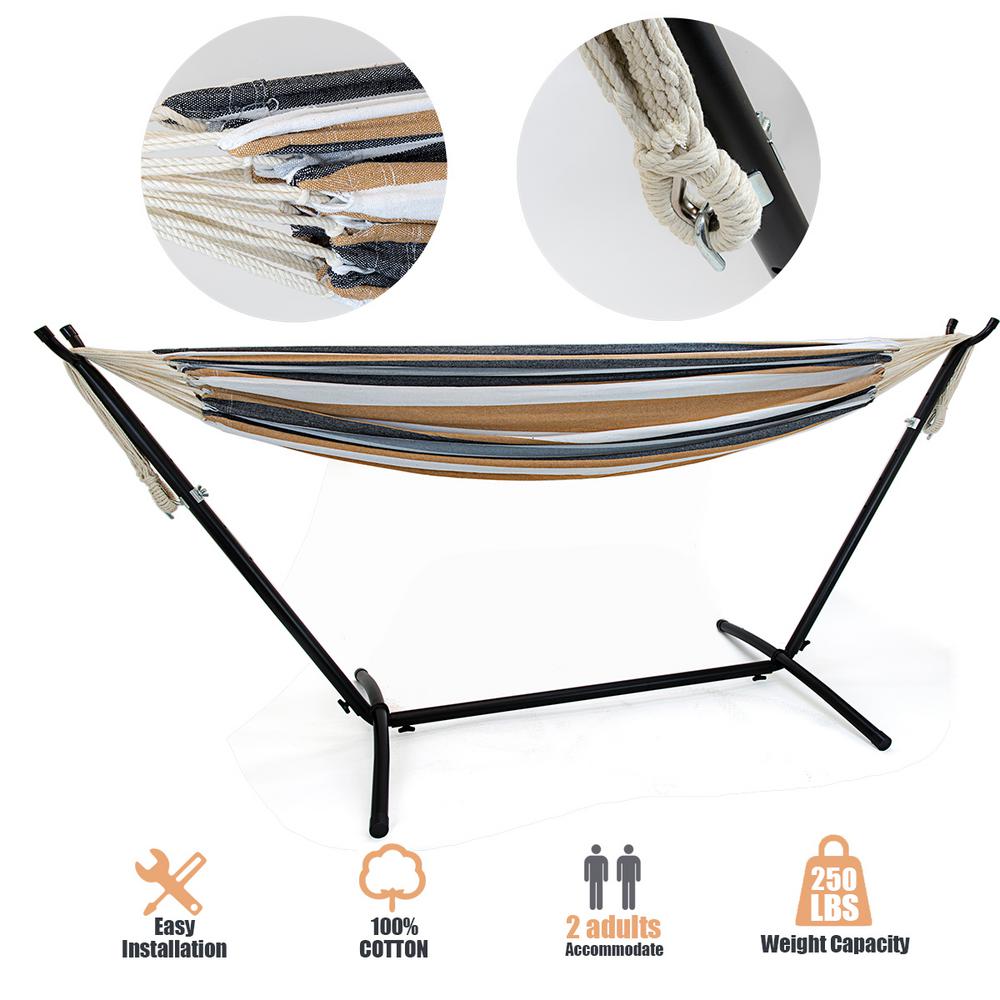 Castaway 11 ft. Capri Canvas Hammock with FringeSLFSNAT The Home Depot