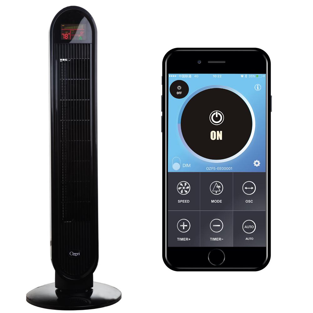Ozeri 360 Degree 38 in. Oscillation Tower Fan with Bluetooth and Micro