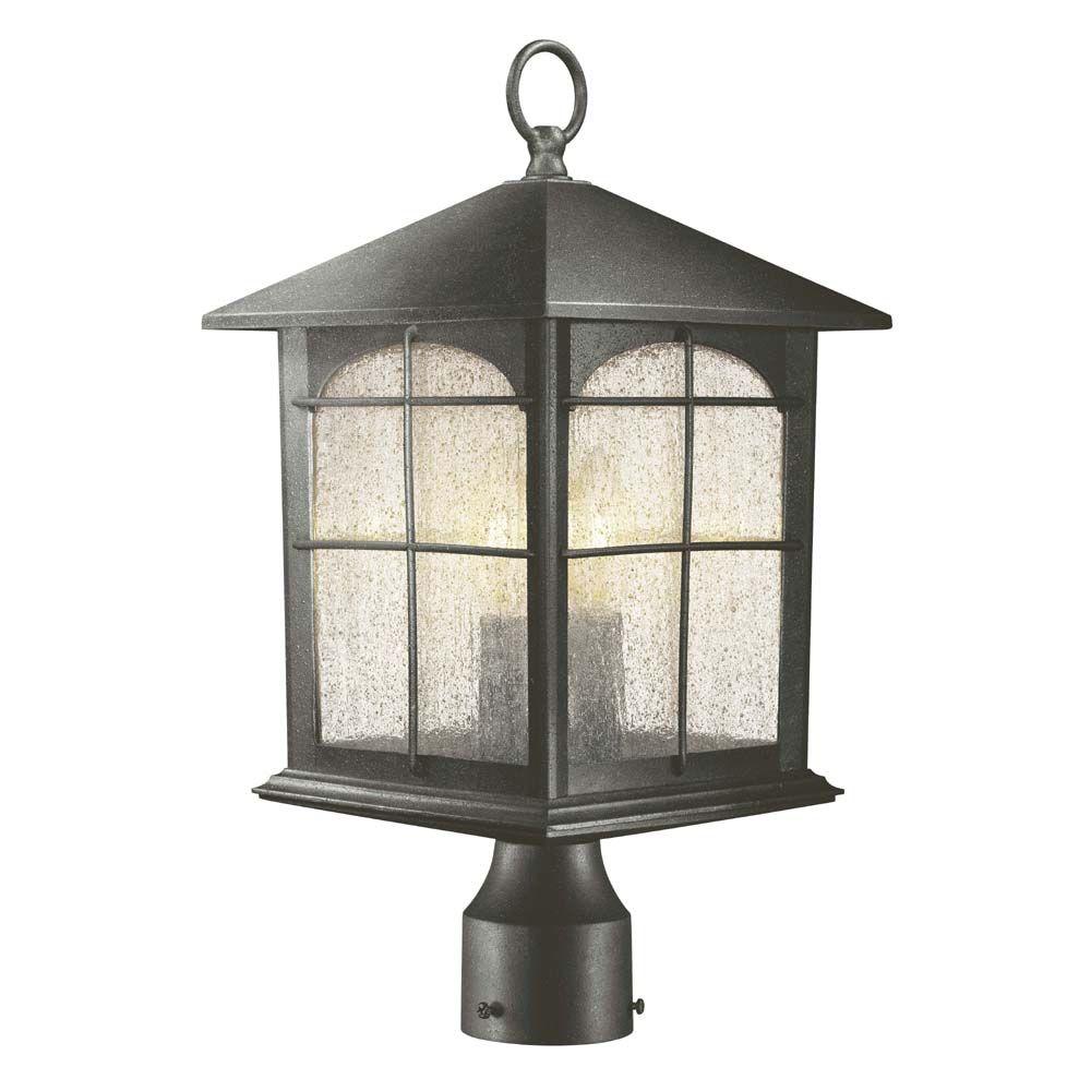 Hampton Bay Incandescent Post Lighting Outdoor The 3 Light Aged Iron Outdoor Post Lantern