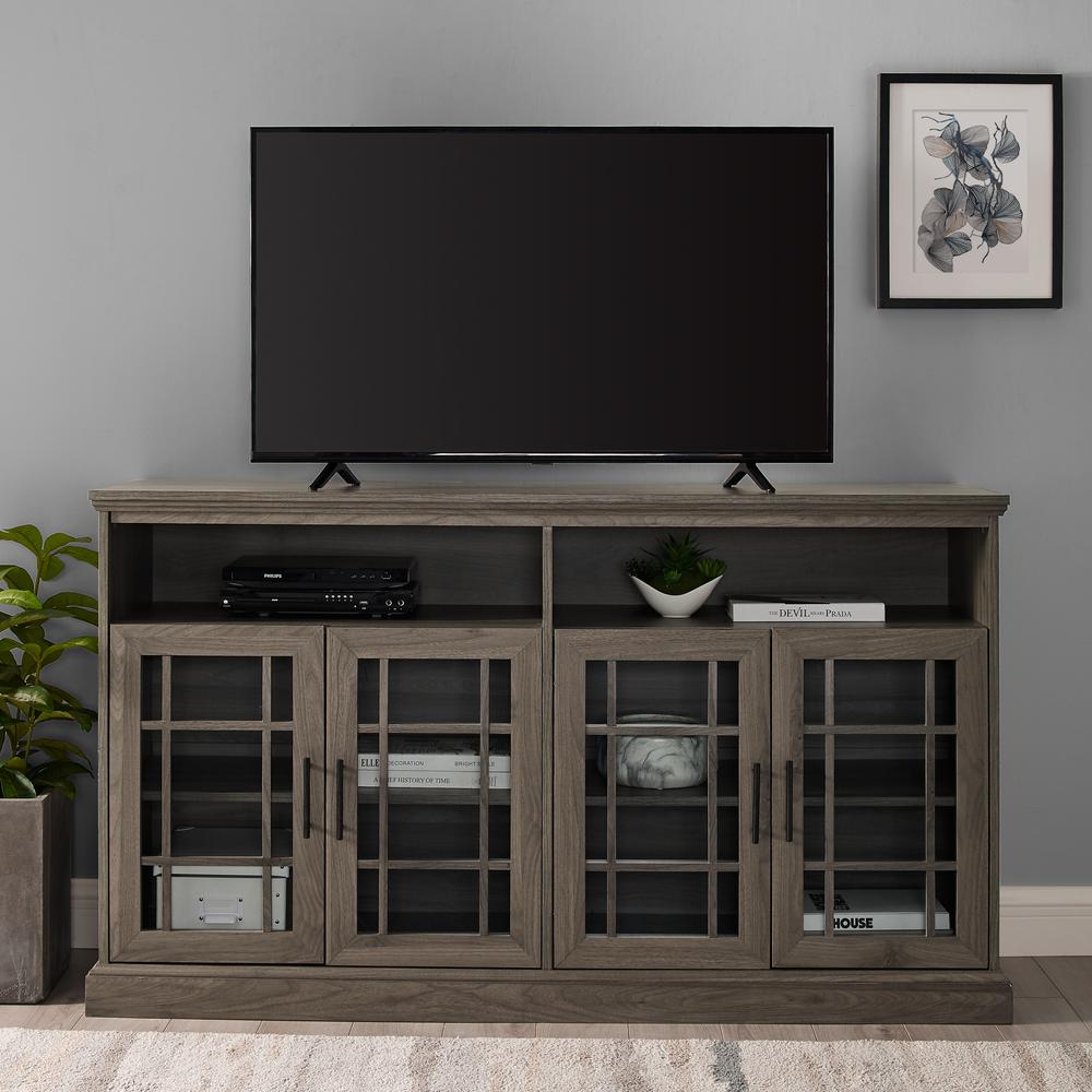 Welwick Designs 58 in. Slate Gray Wood TV Stand Fits TVs Up to 64 in ...