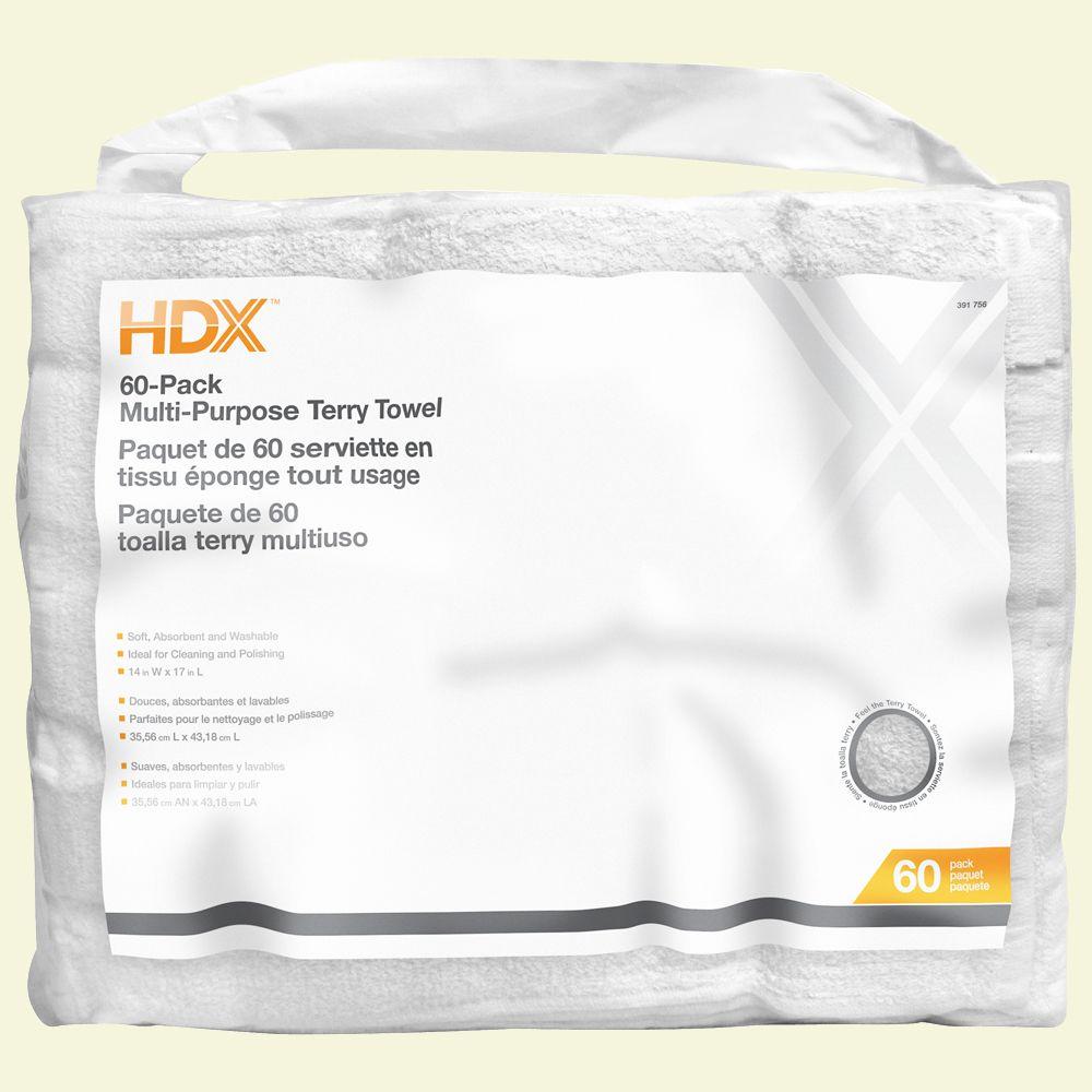 HDX 14 in. x 17 in. Terry Towels (60Pack)T99613HDX The Home Depot