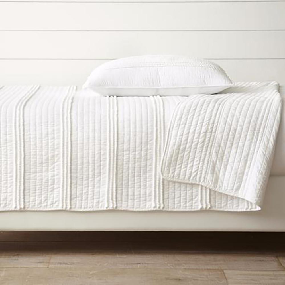 Unbranded Mini Pom Rows 3Piece White Full/Queen Quilt Set21794 The