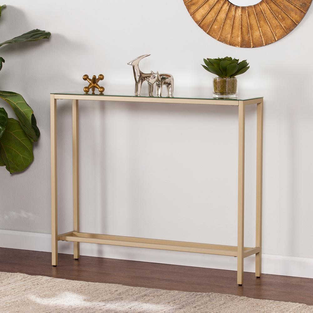 Southern Enterprises Rakin Gold Narrow Console Table With Mirrored