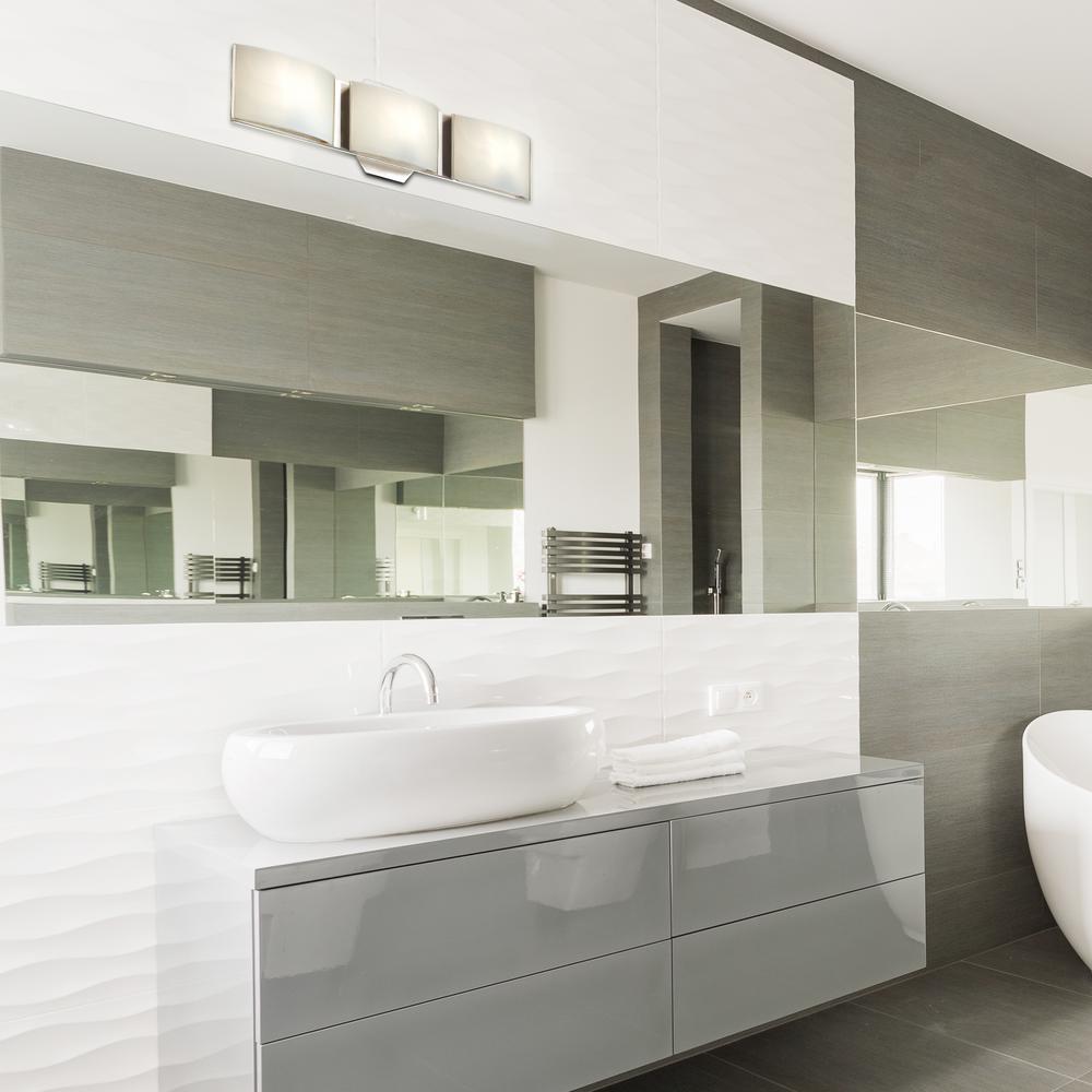Hampton Bay Dakota 3 Light Satin Nickel Vanity With Frosted Hampton Bay Dakota 3 Light Satin Nickel
