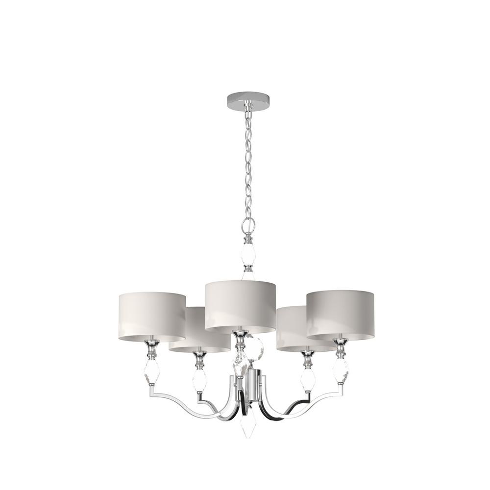 Designers Fountain Evi 5 Light Chrome Chandelier With White Linen Clear Faceted Crystal Shade 89985 Ch The Home Depot - Designers Fountain Chrome Chandelier Designers Fountain Evi 5 Light Chrome Chandelier With White Linen Clear Faceted Crystal Shade 89985 Ch The Home Depot - Designers Fountain Chrome Chandelier