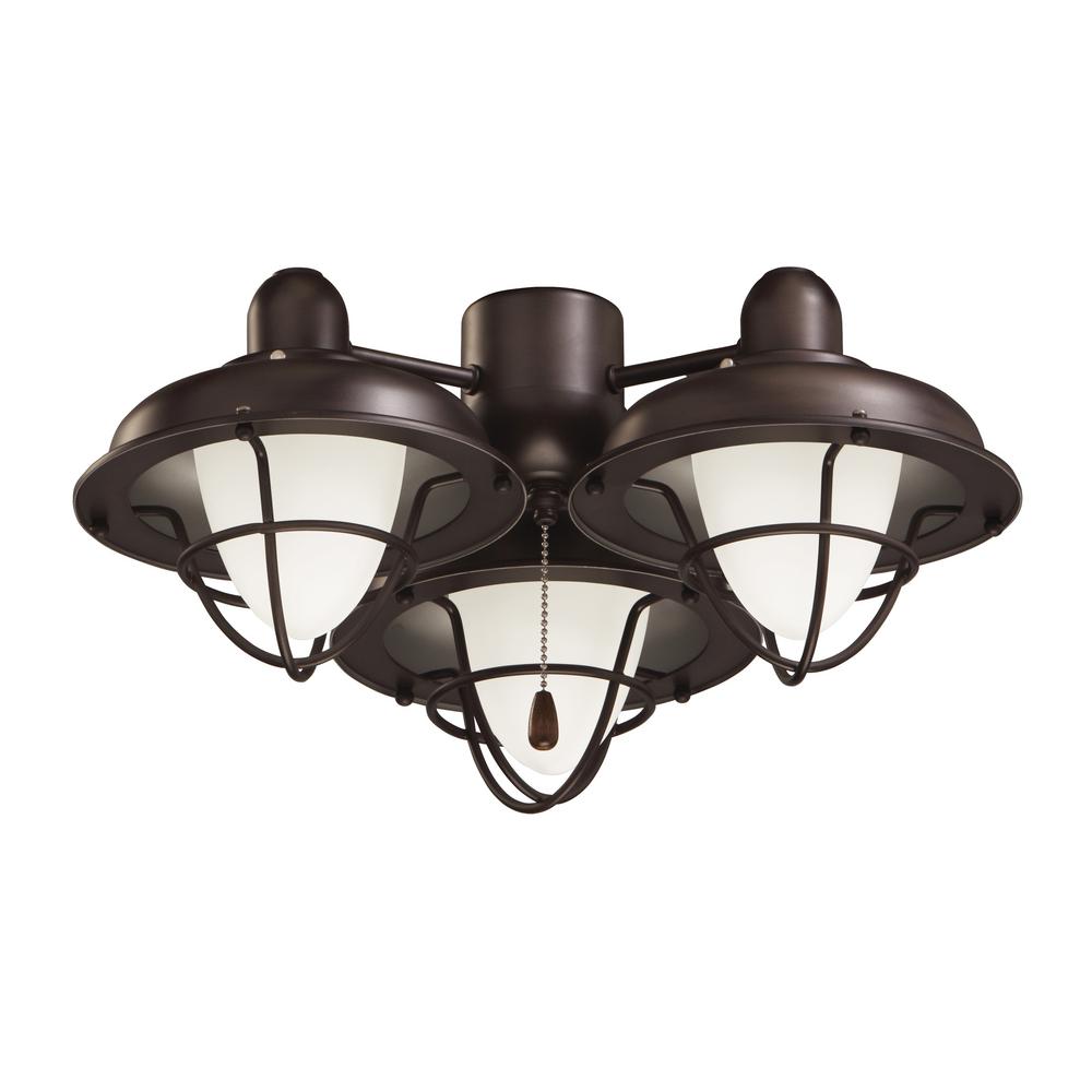 Ceiling Fan Light Kits Parts The Home Depot Boardwalk Cage 3 Light Oil Rubbed Bronze Ceiling Fan Kit