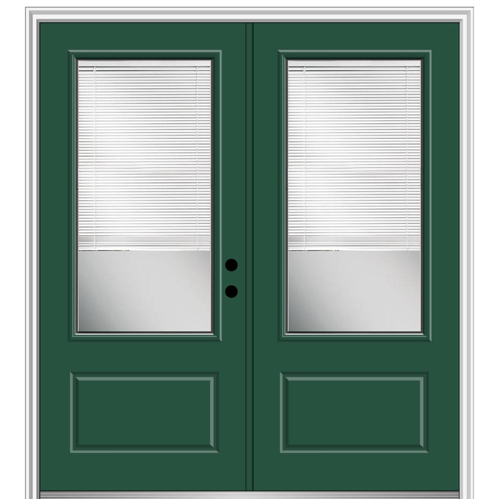 Mmi Door 72 In X 80 Internal Blinds Left Hand Inswing 3 4 Lite 1 Panel Clear Painted Fibergl Smooth Prehung Front Z004518l The Home Depot Internal Blinds Left Hand Inswing 3