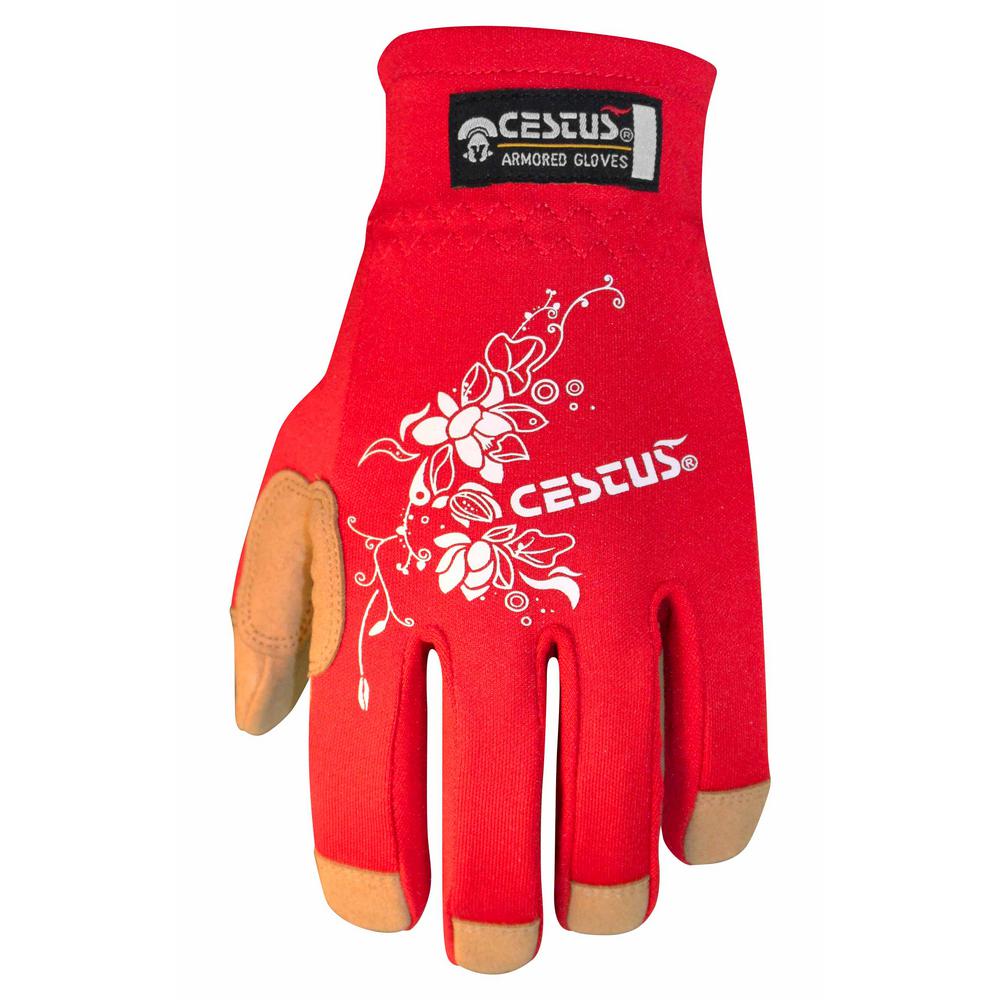 G & F Large Brown Jersey Gloves with Red Fleece Lined Winter Gloves