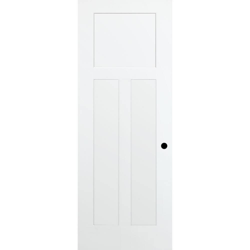 Steves Sons 32 In X 80 In 3 Panel Mission Primed White Shaker Solid Core Wood Interior Door Slab With Bore