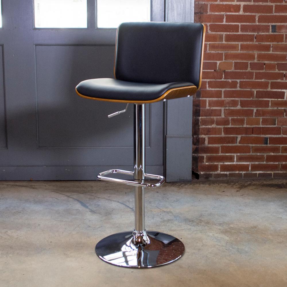 AmeriHome Bent Wood Adjustable Height Jet Swivel Cushioned Bar Stool