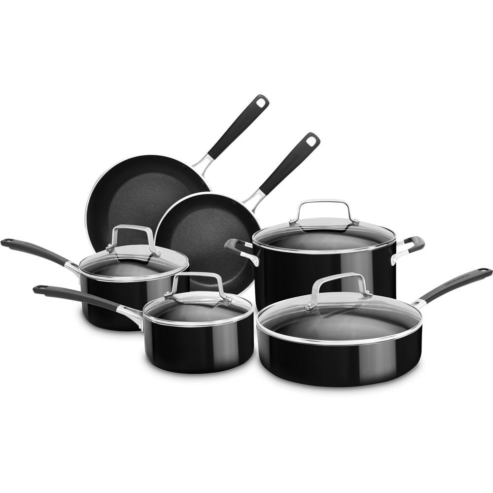 KitchenAid Aluminum Nonstick 10-Piece Onyx Black Cookware Set with Lids by KitchenAid
