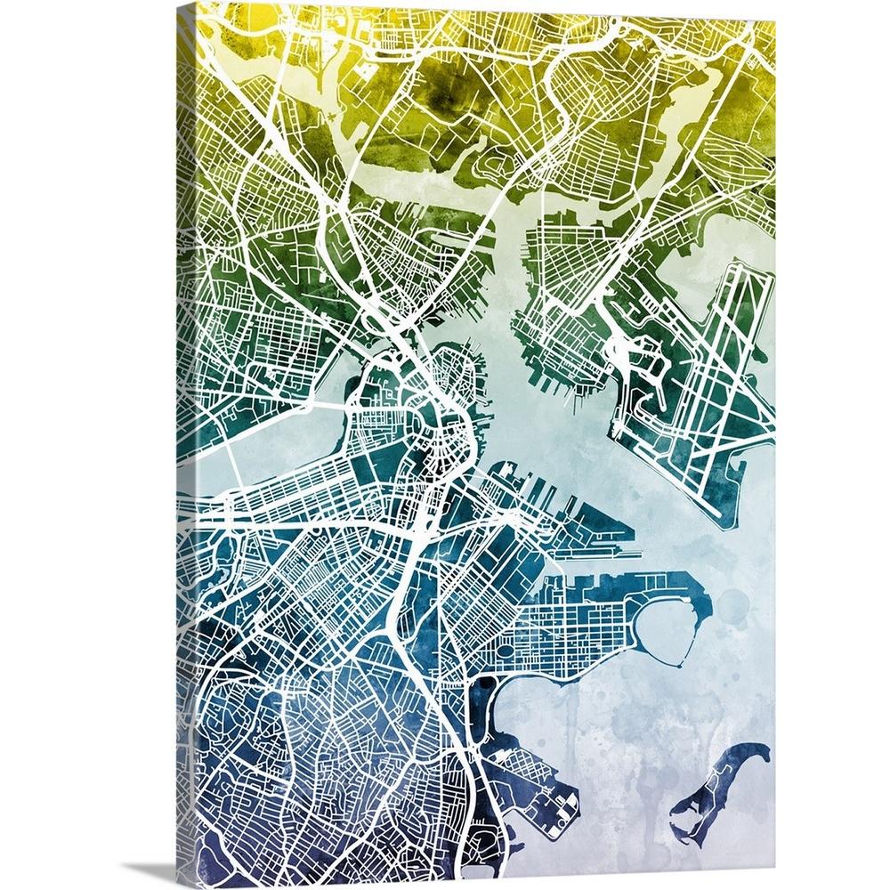 Greatbigcanvas 30 In X 40 In Boston Massachusetts Street Map