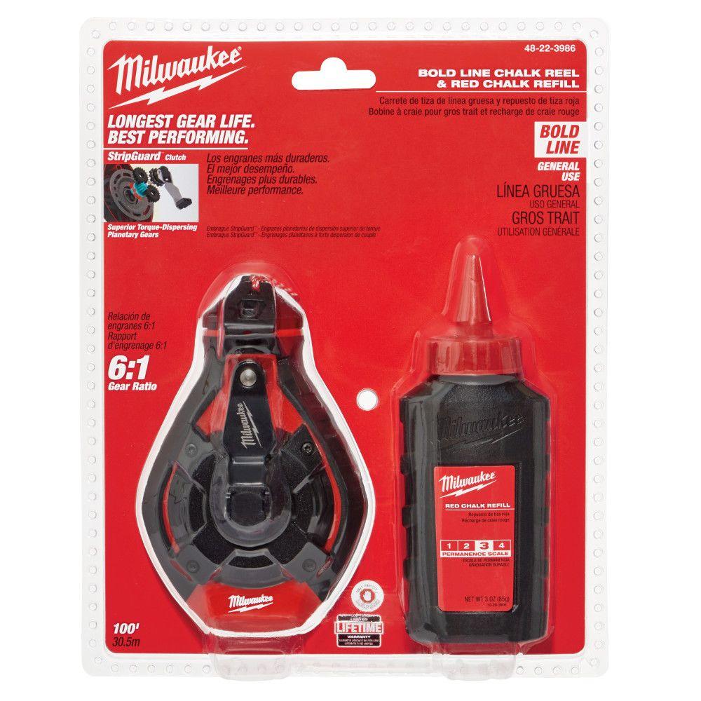 Milwaukee 100 ft. Bold Line Chalk Reel Kit with Red Chalk by Milwaukee