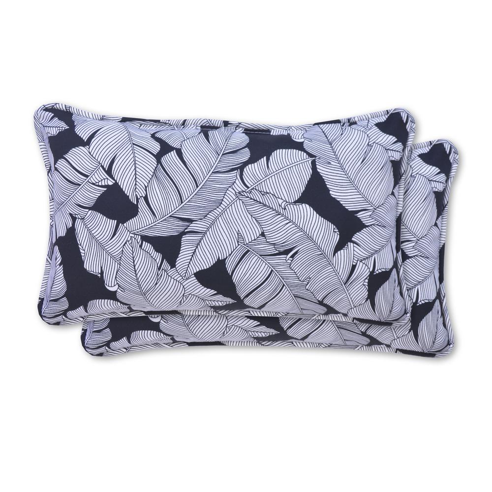 Hampton Bay Universal Black Tropical Outdoor Lumbar Pillow (2Pack) 790702523900 The Home Depot