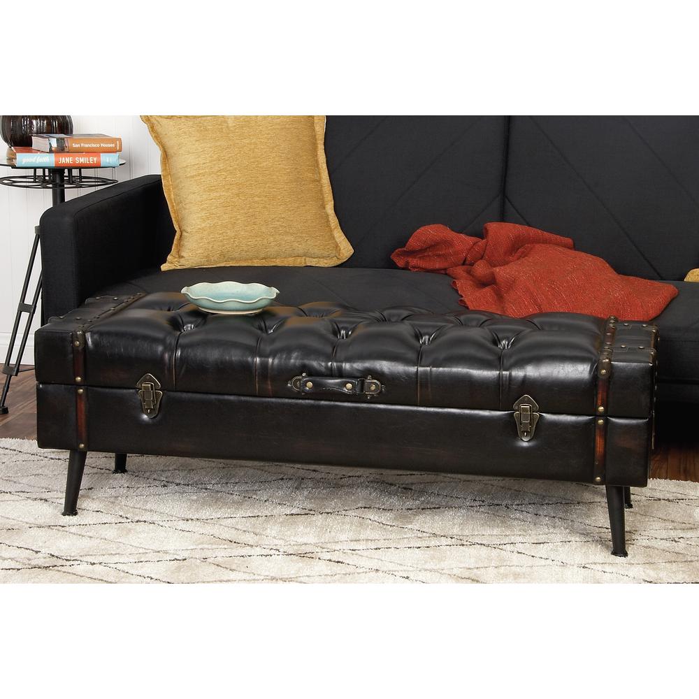 Litton Lane Black Faux Leather Storage Trunks Set Of 2 55786 The Litton Lane Black Faux Leather Storage Trunks Set Of 2 55786 The Home Depot