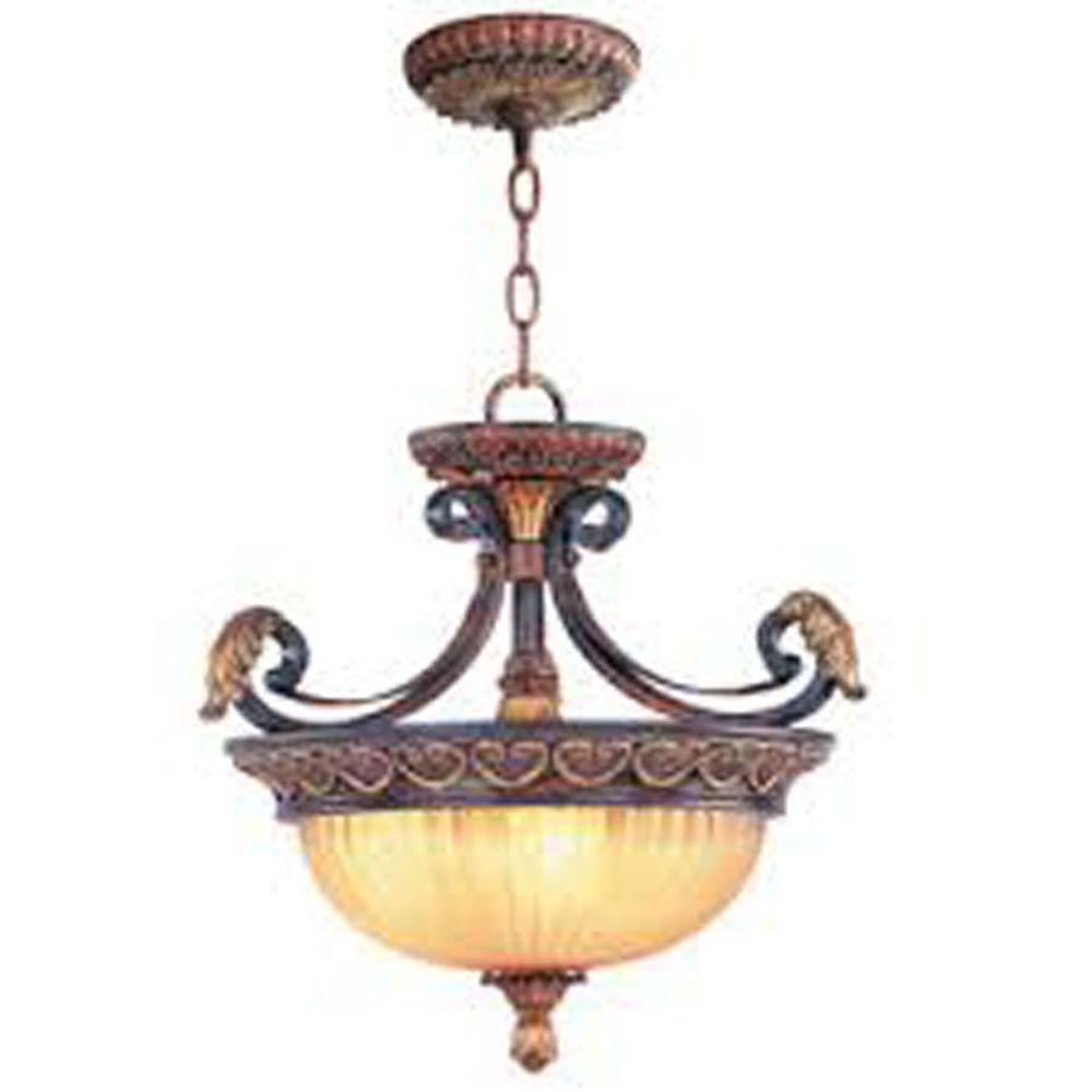 Livex Lighting Providence 3Light Ceiling Verona Bronze with Aged Gold Leaf Accents Incandescent