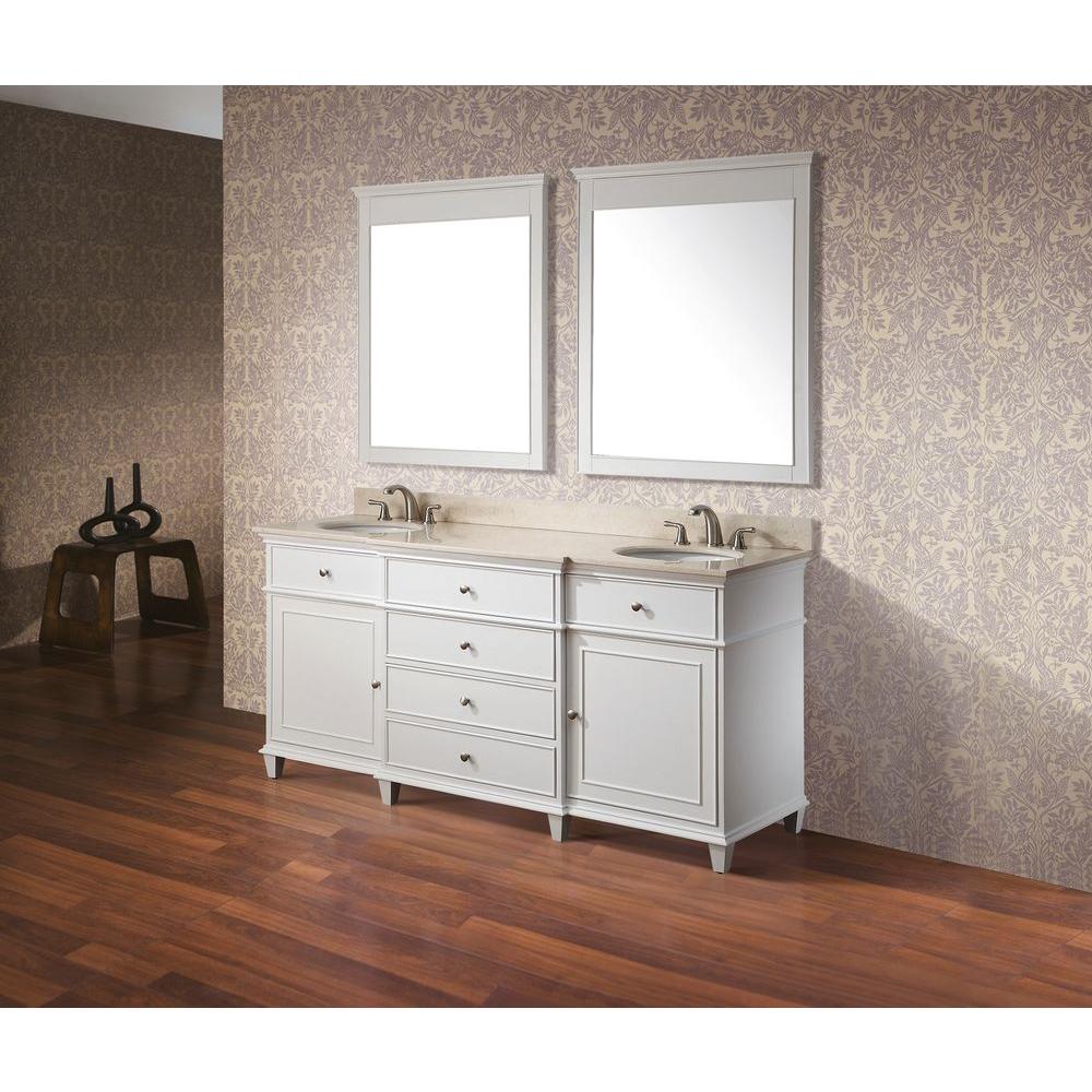 Avanity Windsor 61 In W X 23 D 35 H Vanity White With Marble Top Galala Beige And Basins