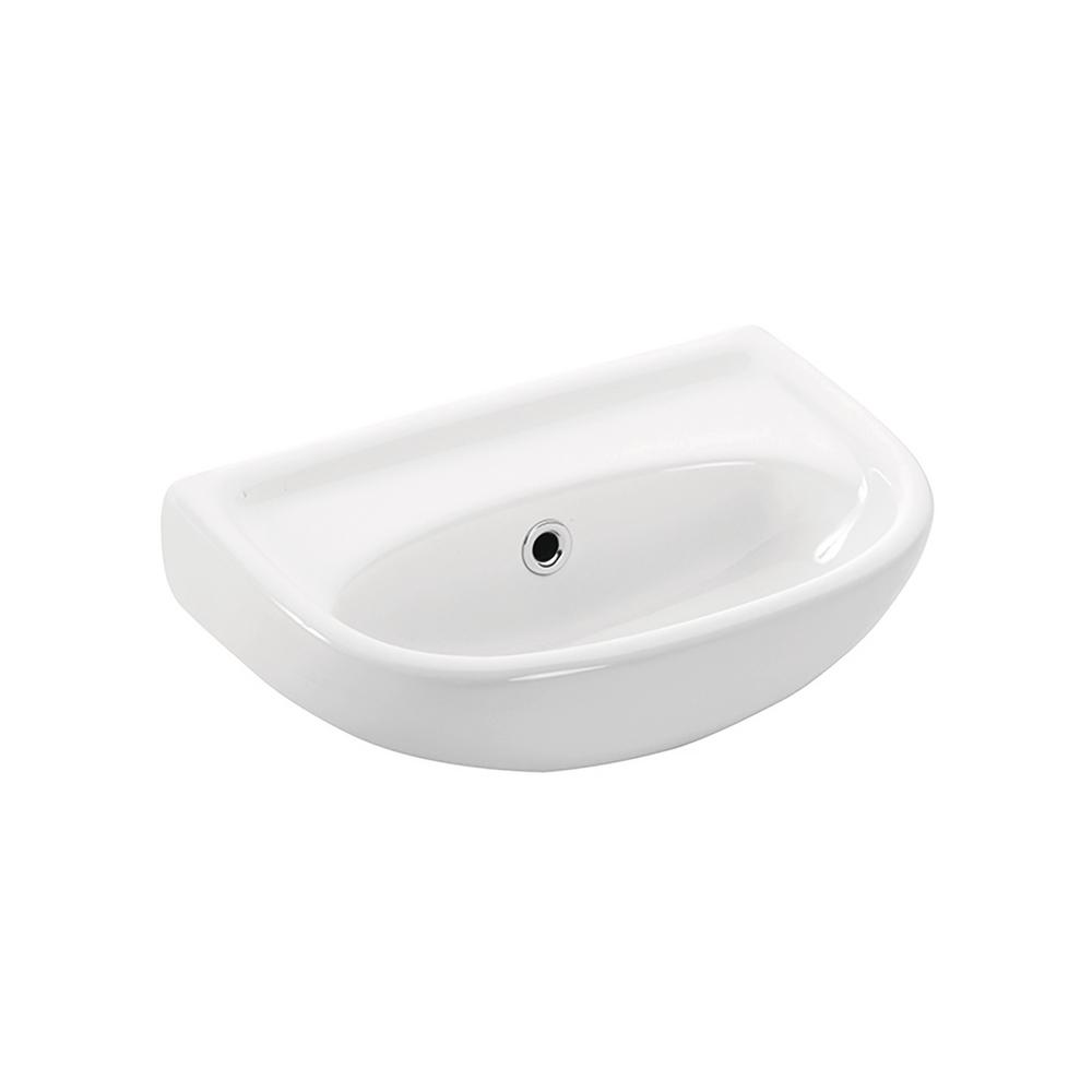 Basic 4000.00 Wall Mount Bathroom Sink in Ceramic White without Faucet Hole