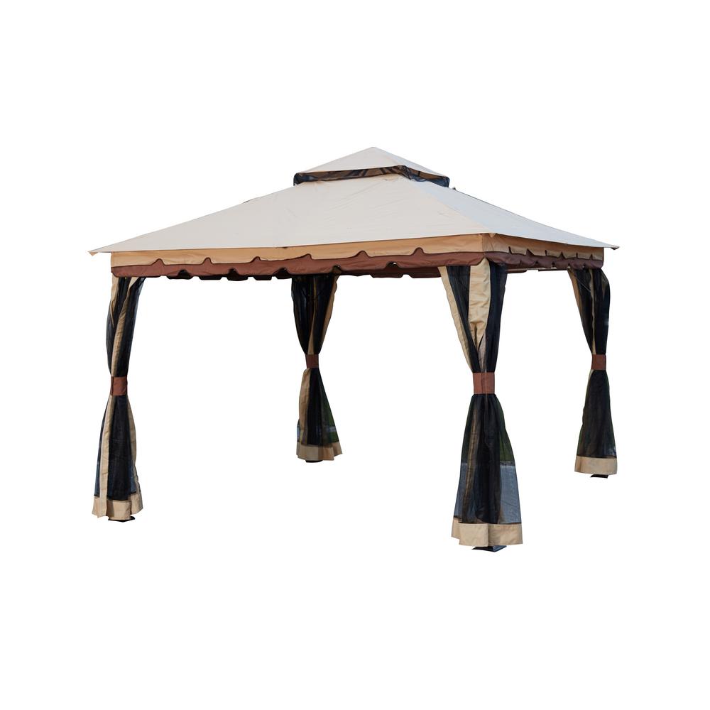 Patio Festival 9.8 ft. x 9.8 ft. Brown Canopy Gazebo